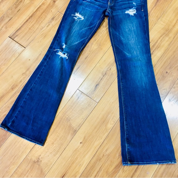 American Eagle artist stretch soft denim jeans AEO dark wash distressed wide leg - Picture 6 of 7